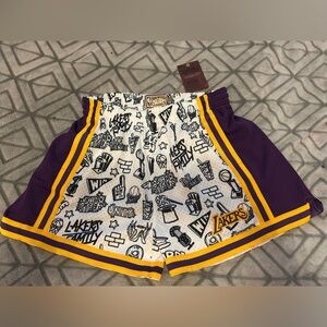 Mitchell & Ness Lakers Shorts - Purple and White
